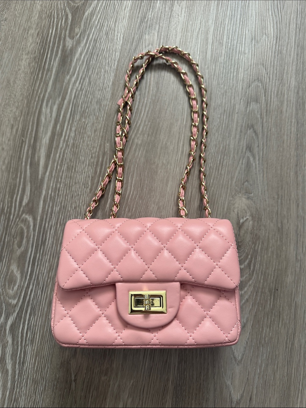 Baby Pink Quilted Leather Bag